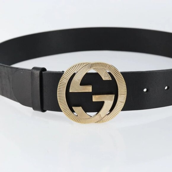 GUCCI Interlocking Belt Leather 37.4\